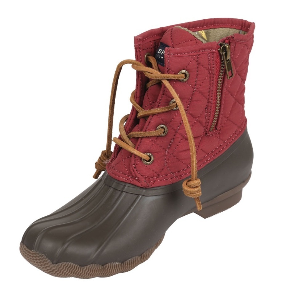 Women's Sperry Saltwater Fisherman Quilted Duck Boots Outdoor Red 8